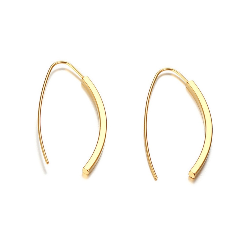 Gold Plated Minimalist Earrings - Picture 2 of 6